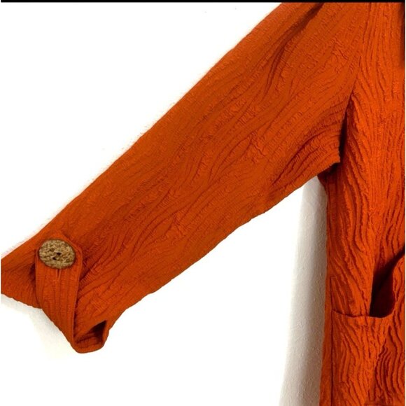 Ali Miles Jacket Size XL Orange Crinkly Textured Button Front Blazer Art To Wear - Picture 7 of 10